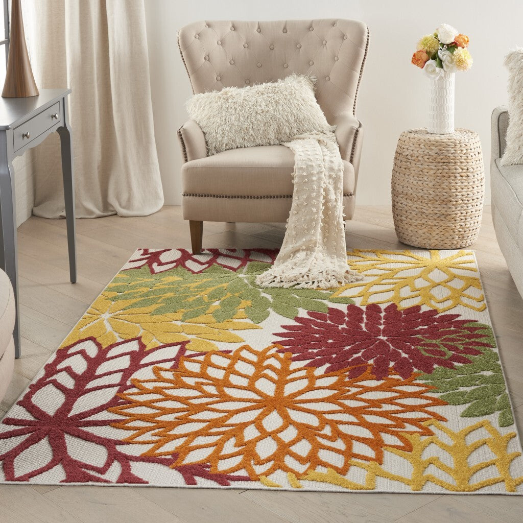 4' X 6' Red Warm Harvest Indoor Outdoor Area Rug