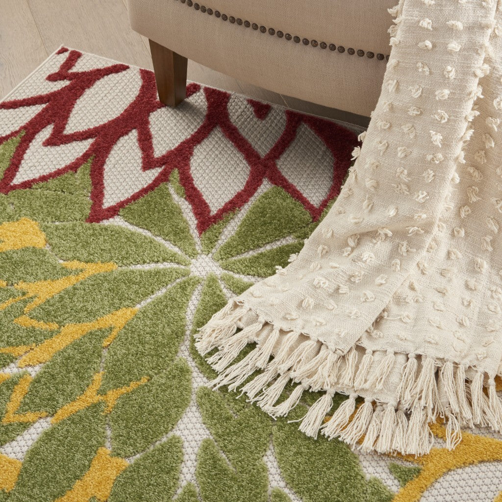 4' X 6' Red Warm Harvest Indoor Outdoor Area Rug