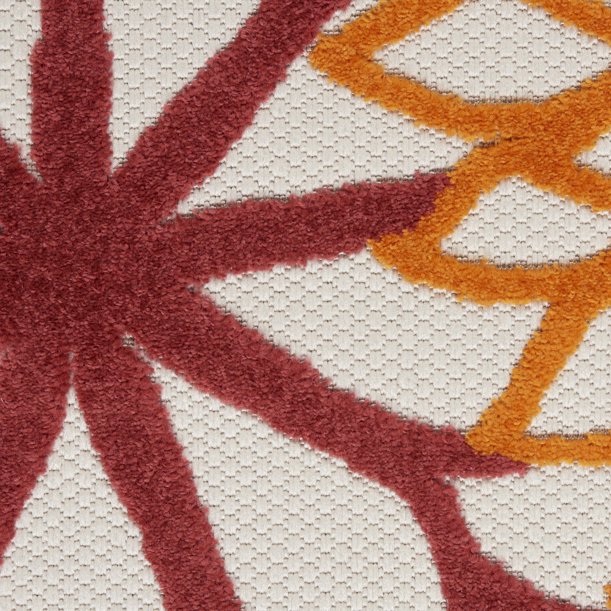 4' Round Red Tropical Indoor Outdoor Area Rug