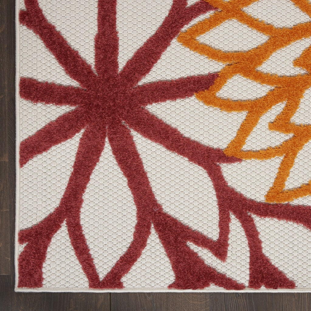 7' X 10' Red Warm Harvest Indoor Outdoor Area Rug