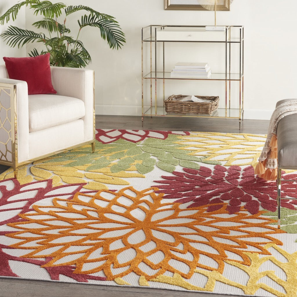 7' X 10' Red Warm Harvest Indoor Outdoor Area Rug