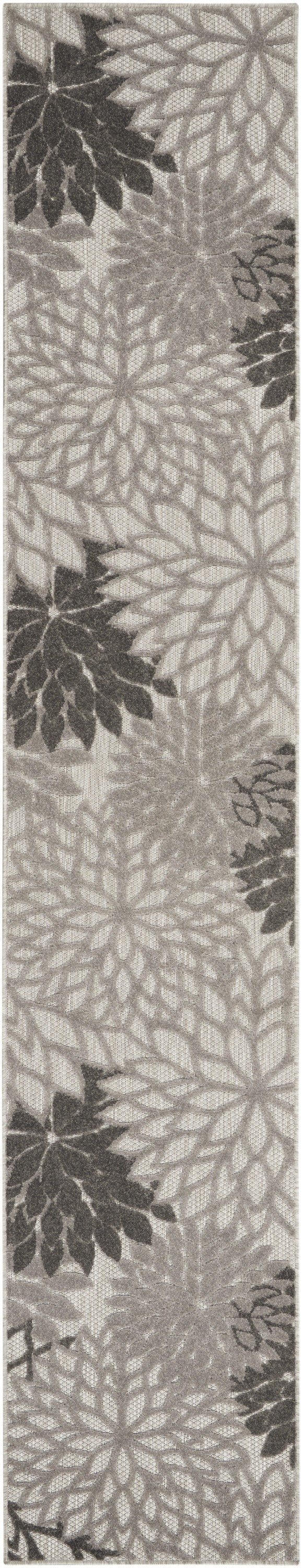 2' X 10' Silver And Gray Indoor Outdoor Runner Rug
