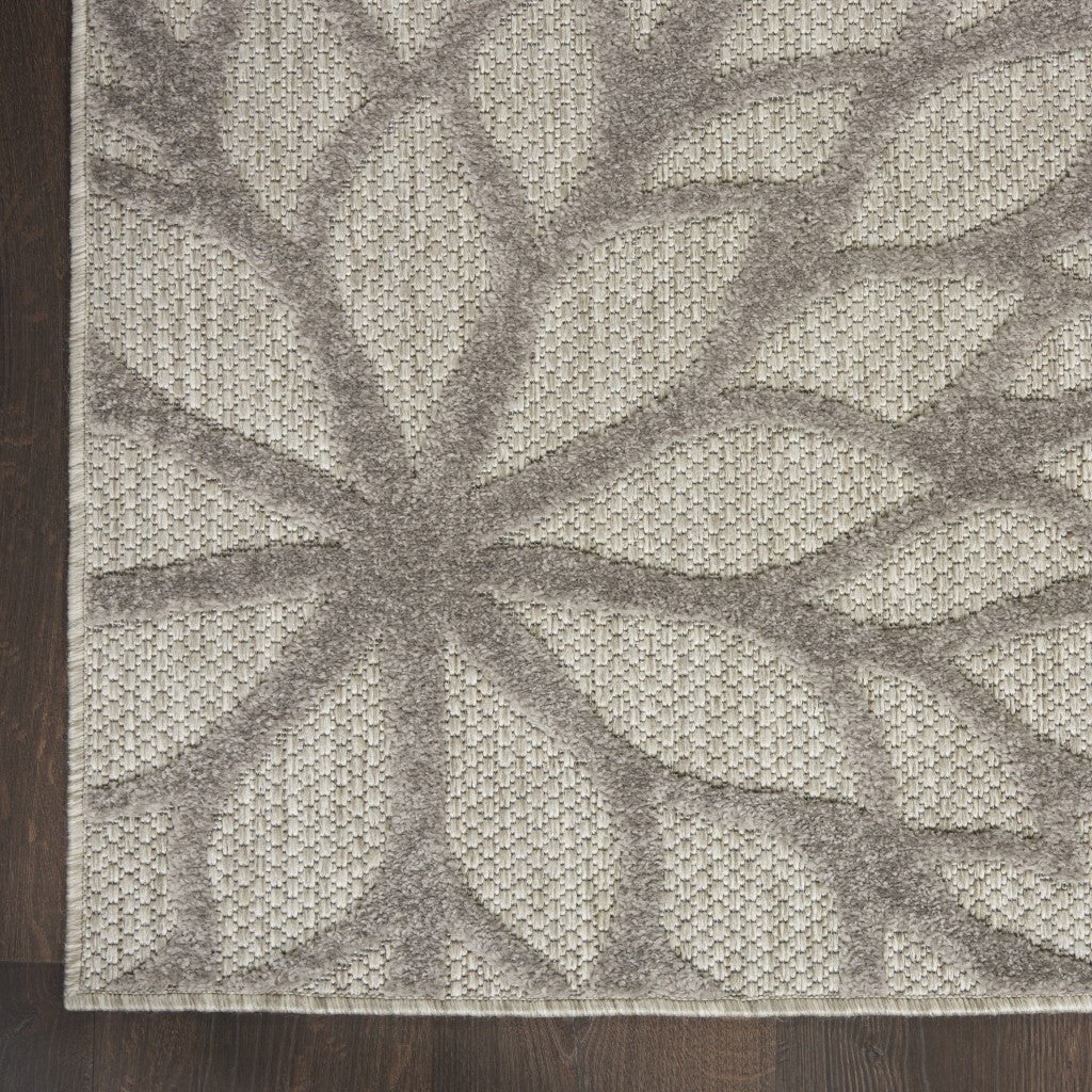 2' X 10' Silver And Gray Indoor Outdoor Runner Rug