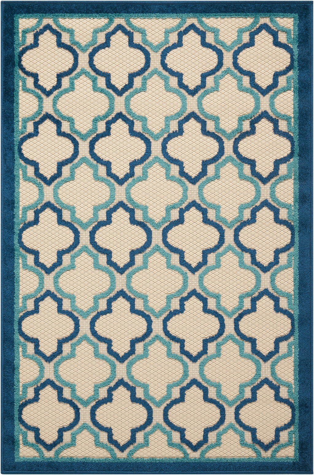 3' X 4' Navy Blue Trellis Indoor Outdoor Area Rug