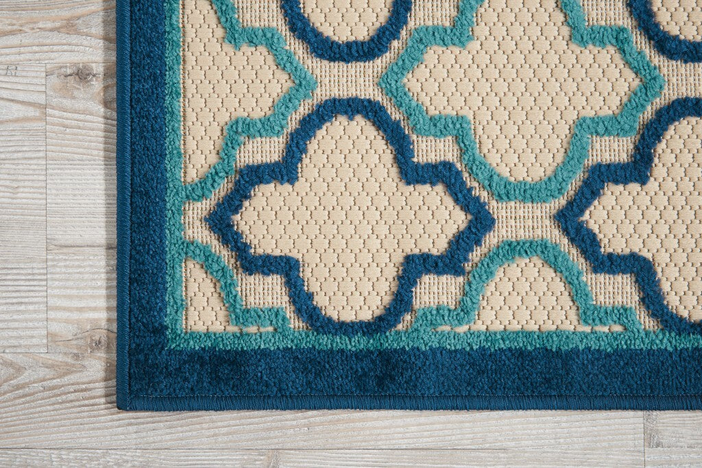 3' X 4' Navy Blue Trellis Indoor Outdoor Area Rug