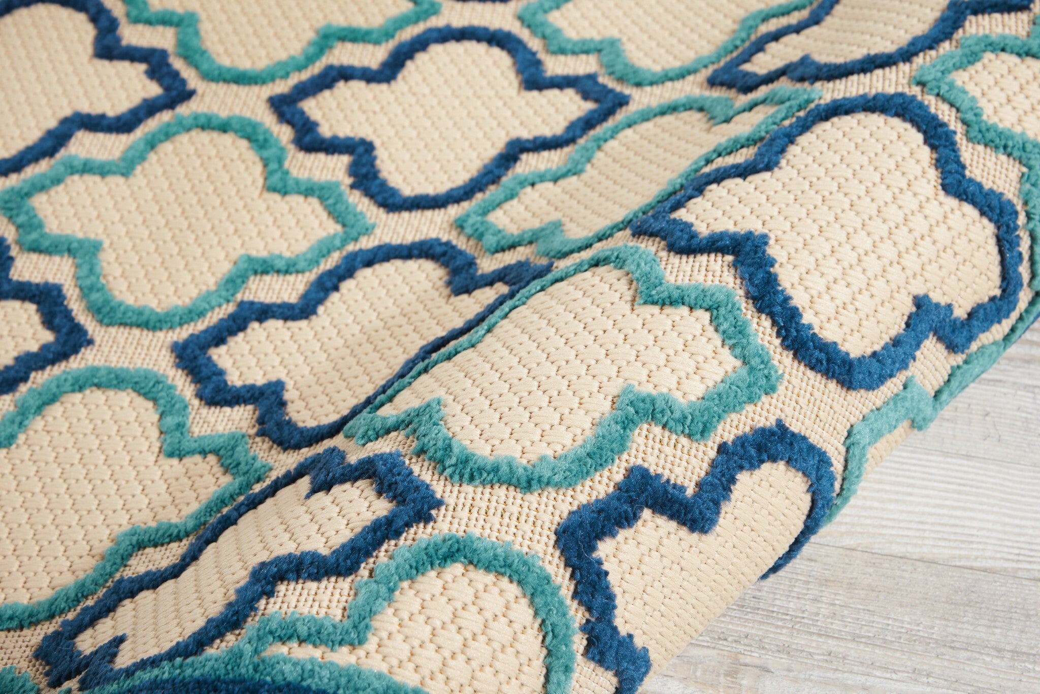 3' X 4' Navy Blue Trellis Indoor Outdoor Area Rug
