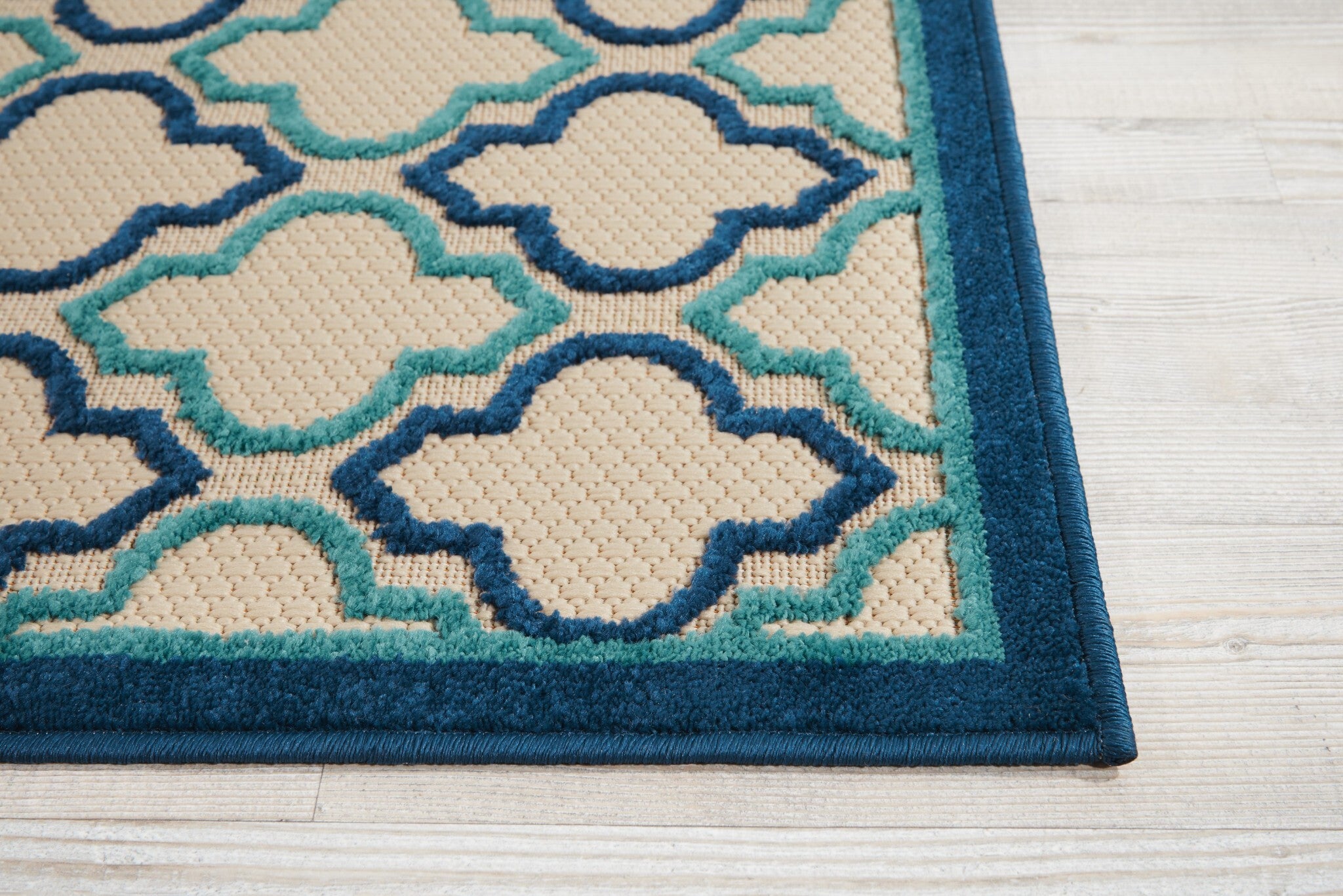 3' X 4' Navy Blue Trellis Indoor Outdoor Area Rug