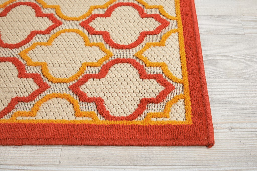 3' X 4' Red Trellis Indoor Outdoor Area Rug