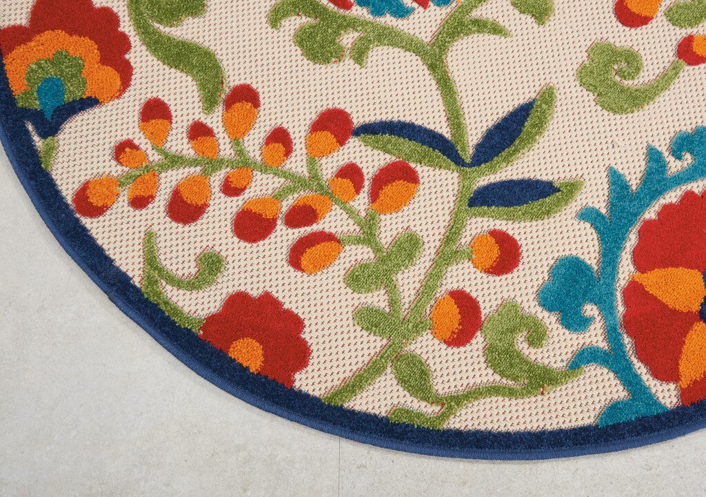 4' Round Mediterra Indoor Outdoor Area Rug