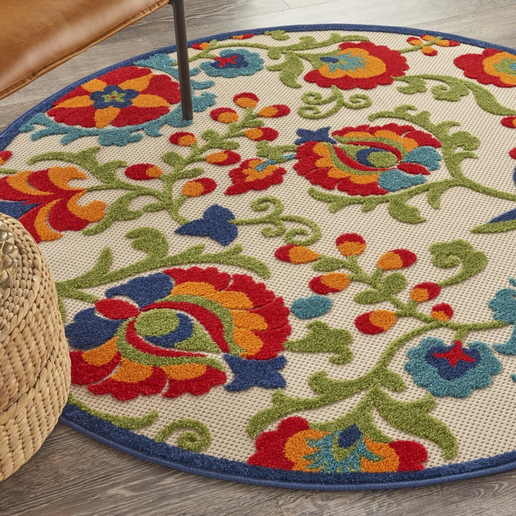 4' Round Mediterra Indoor Outdoor Area Rug