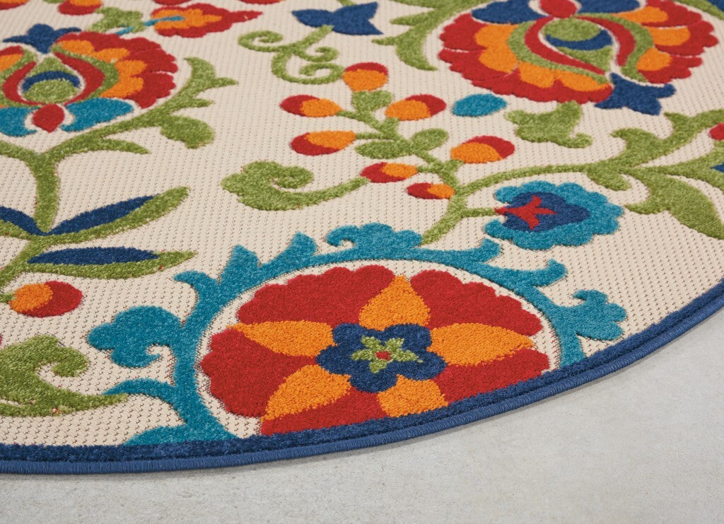 4' Round Mediterra Indoor Outdoor Area Rug