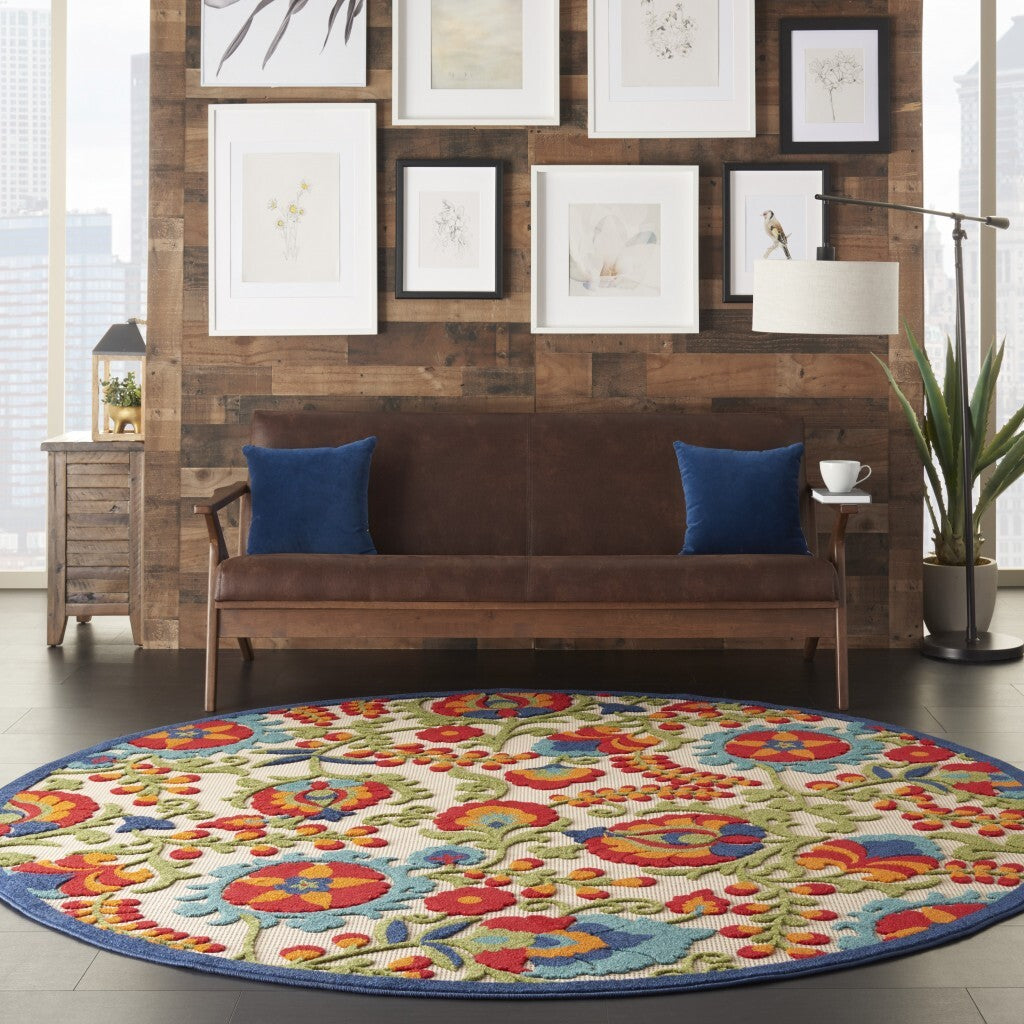 8' Round Mediterra Indoor Outdoor Area Rug