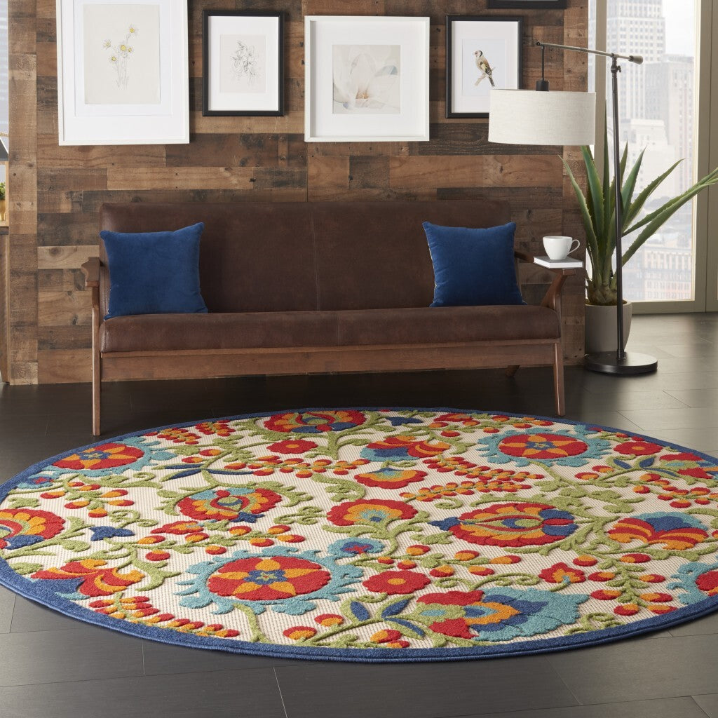 8' Round Mediterra Indoor Outdoor Area Rug