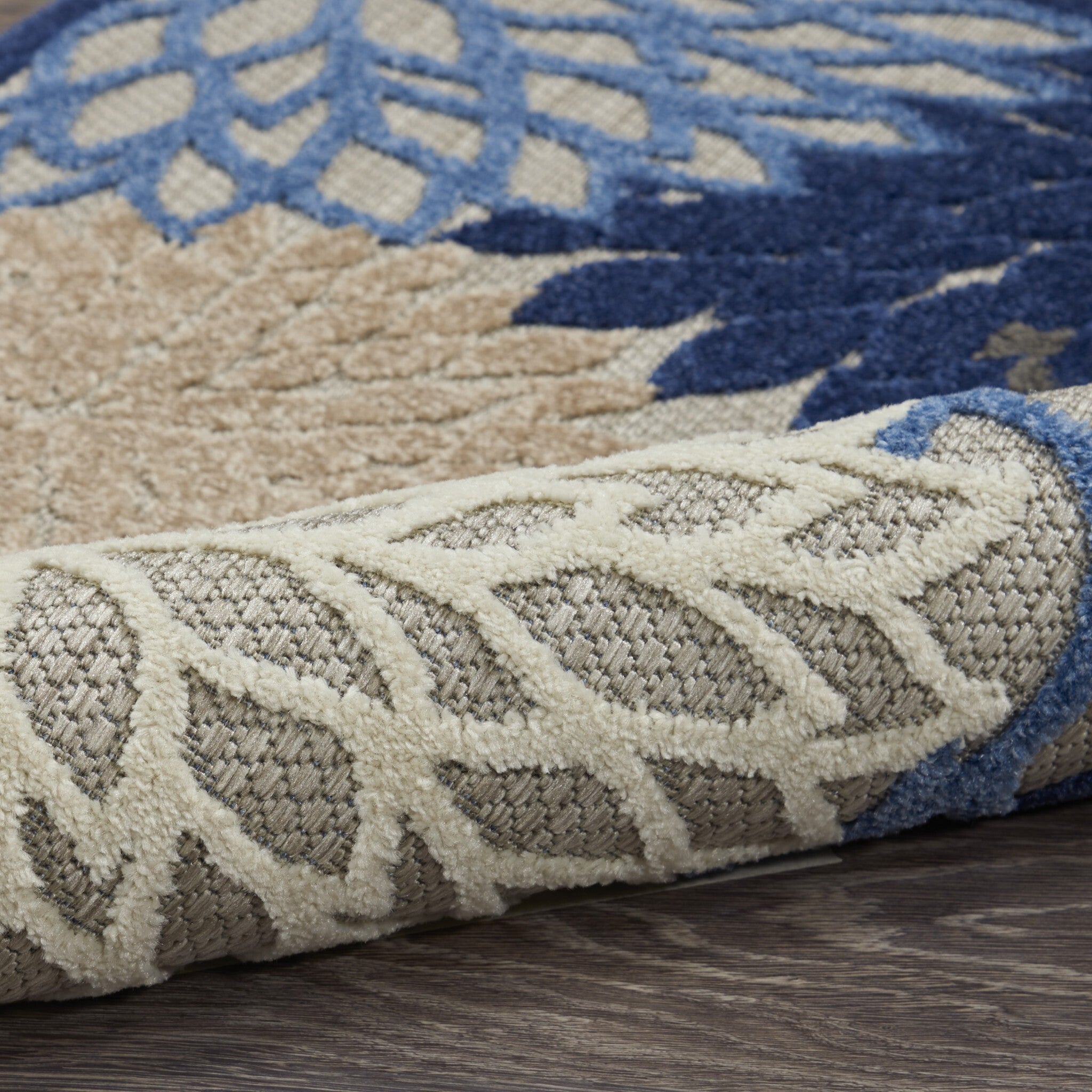 3' X 4' Blue Large Floral Indoor Outdoor Area Rug