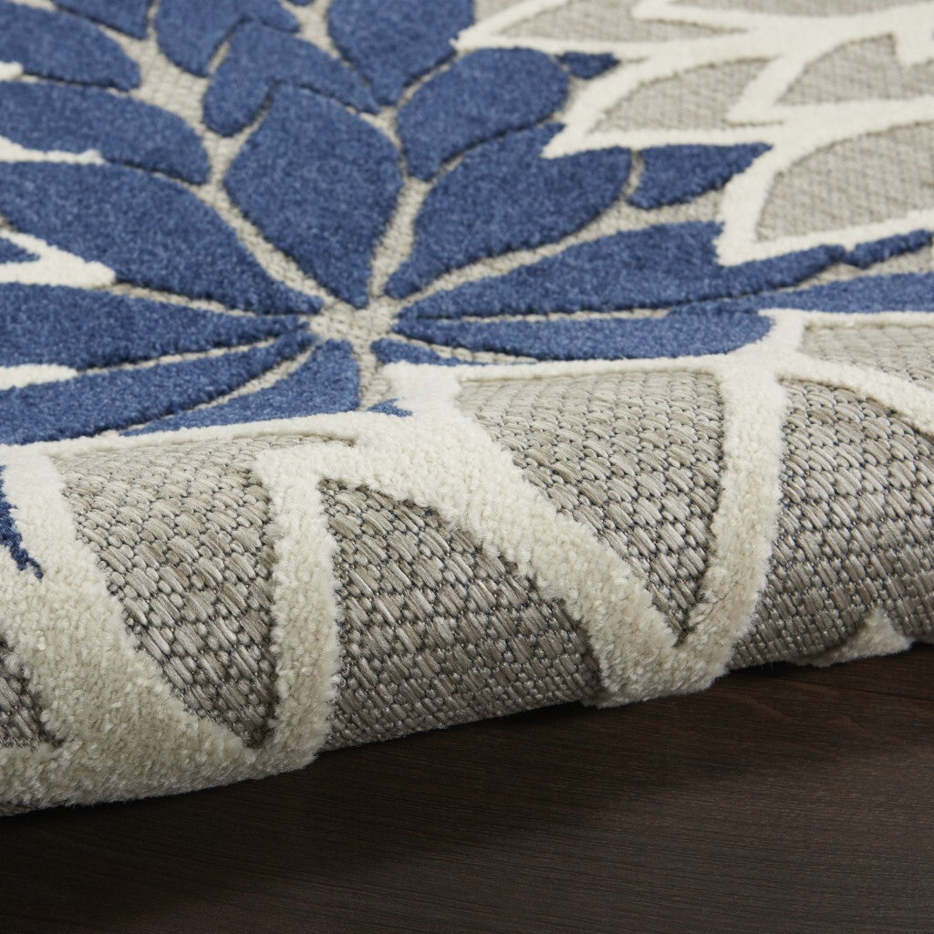 3' X 4' Ivory And Navy Indoor Outdoor Area Rug