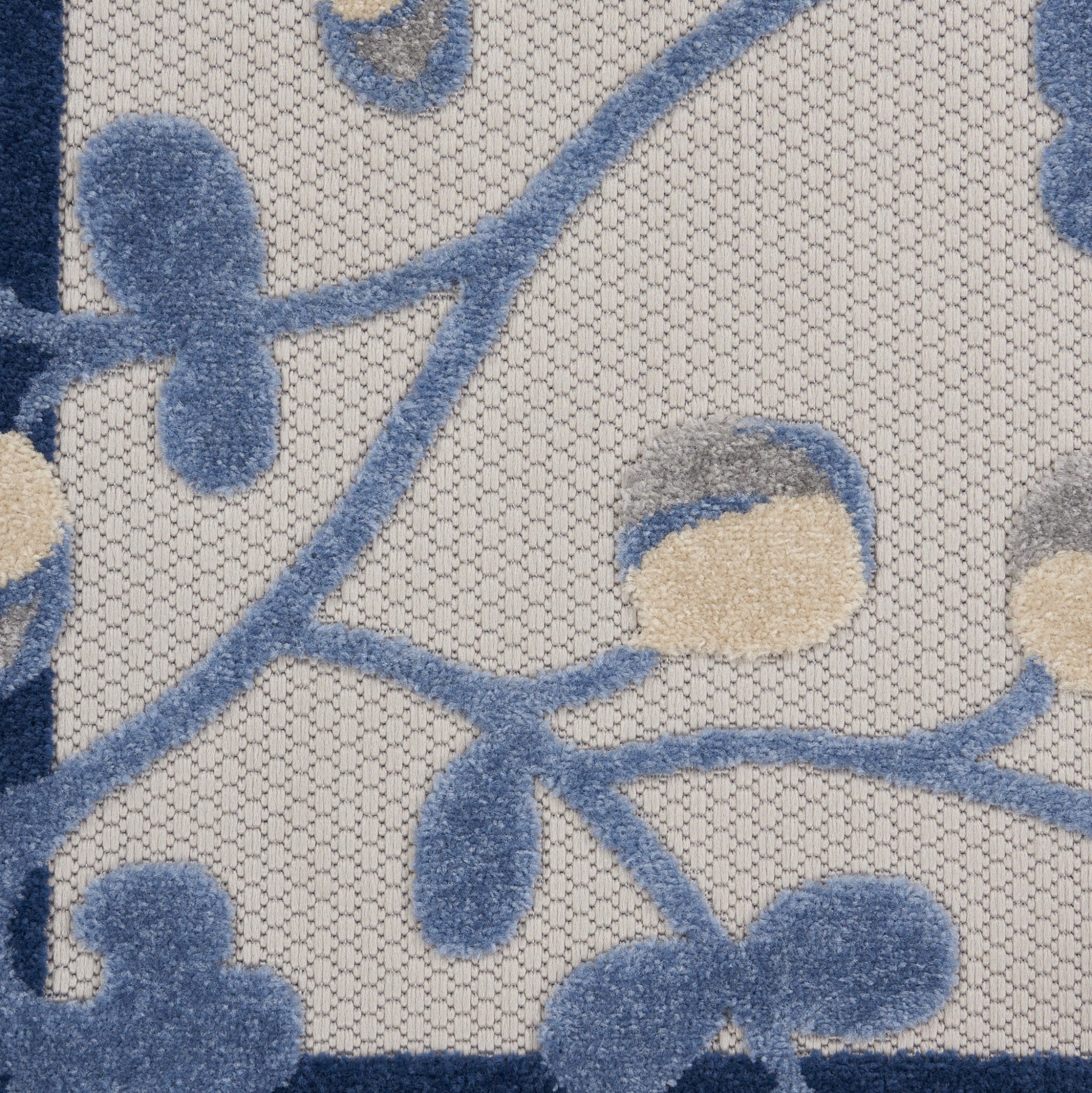 4' Round Blue And Gray Indoor Outdoor Area Rug