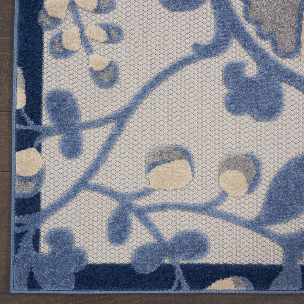 8' X 11' Blue And Gray Indoor Outdoor Area Rug