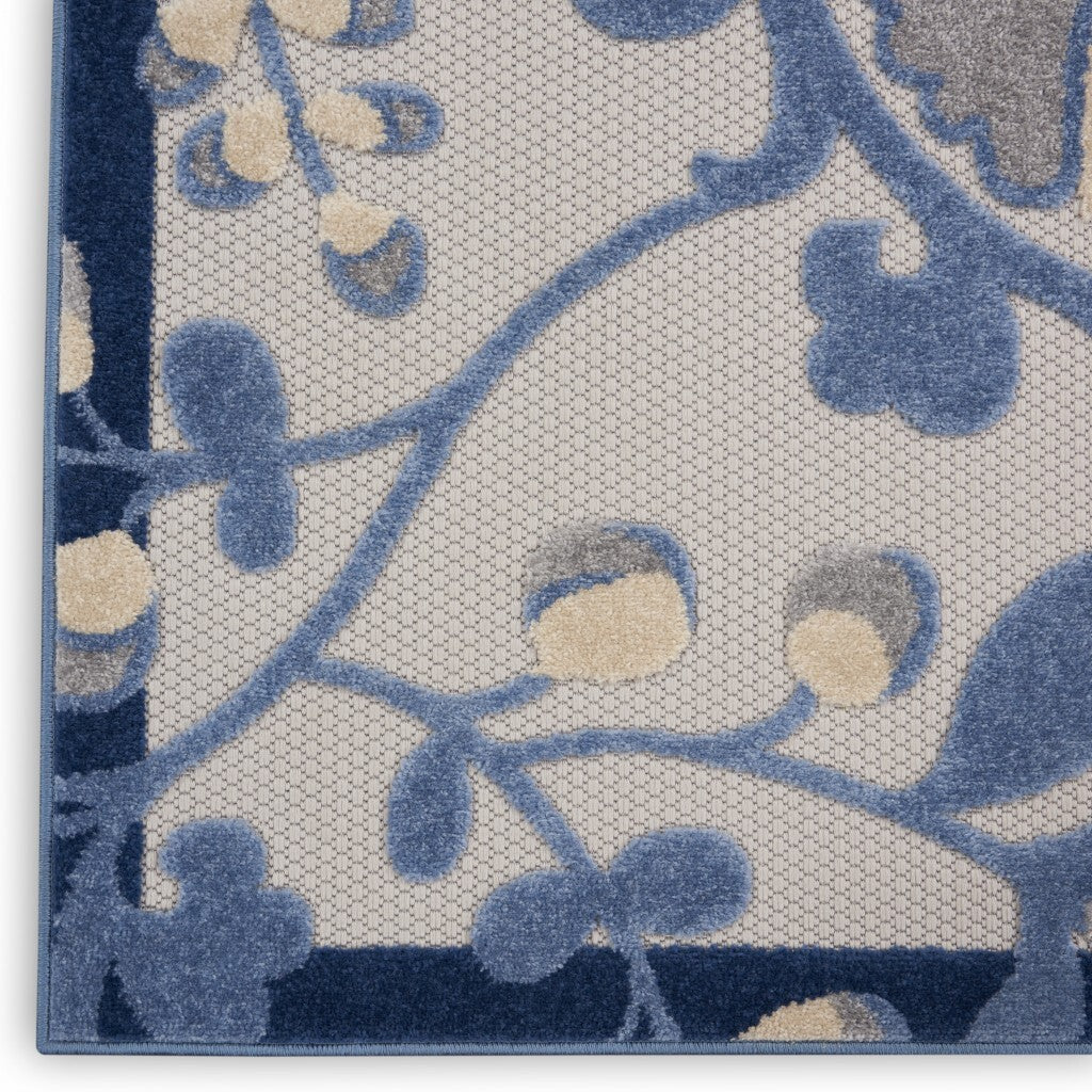 8' X 11' Blue And Gray Indoor Outdoor Area Rug