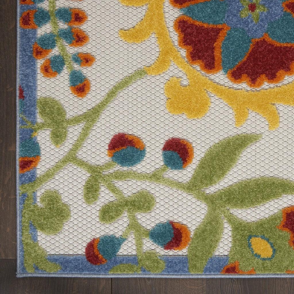 6' X 9' Ivory Multi Floral Indoor Outdoor Area Rug