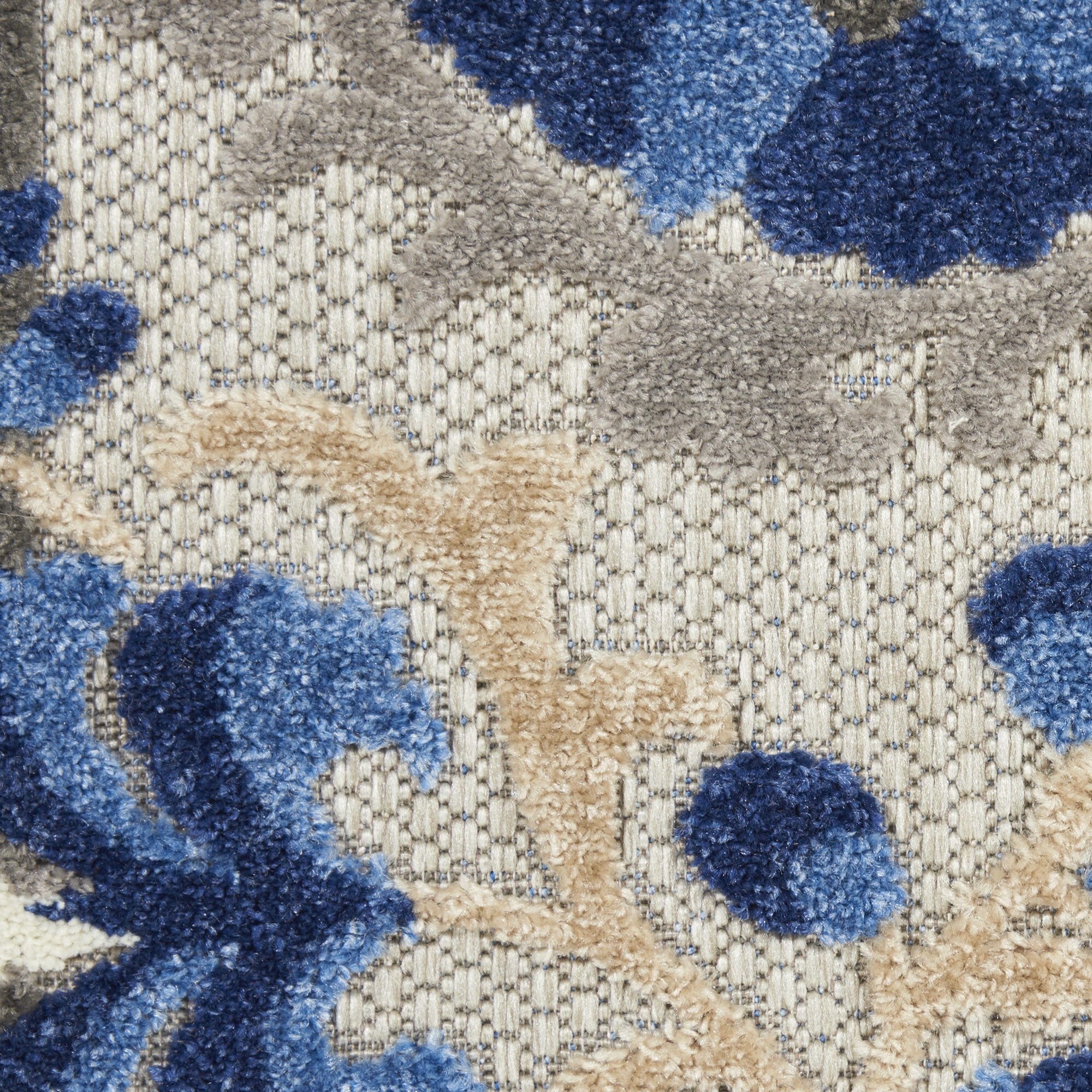 2' X 12' Natural And Blue Indoor Outdoor Runner Rug