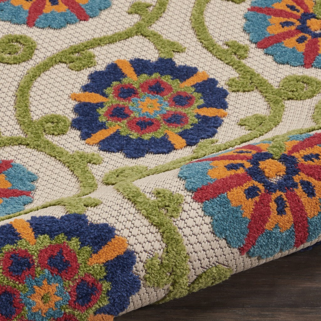 2' X 12' Blue Vines Indoor Outdoor Runner Rug
