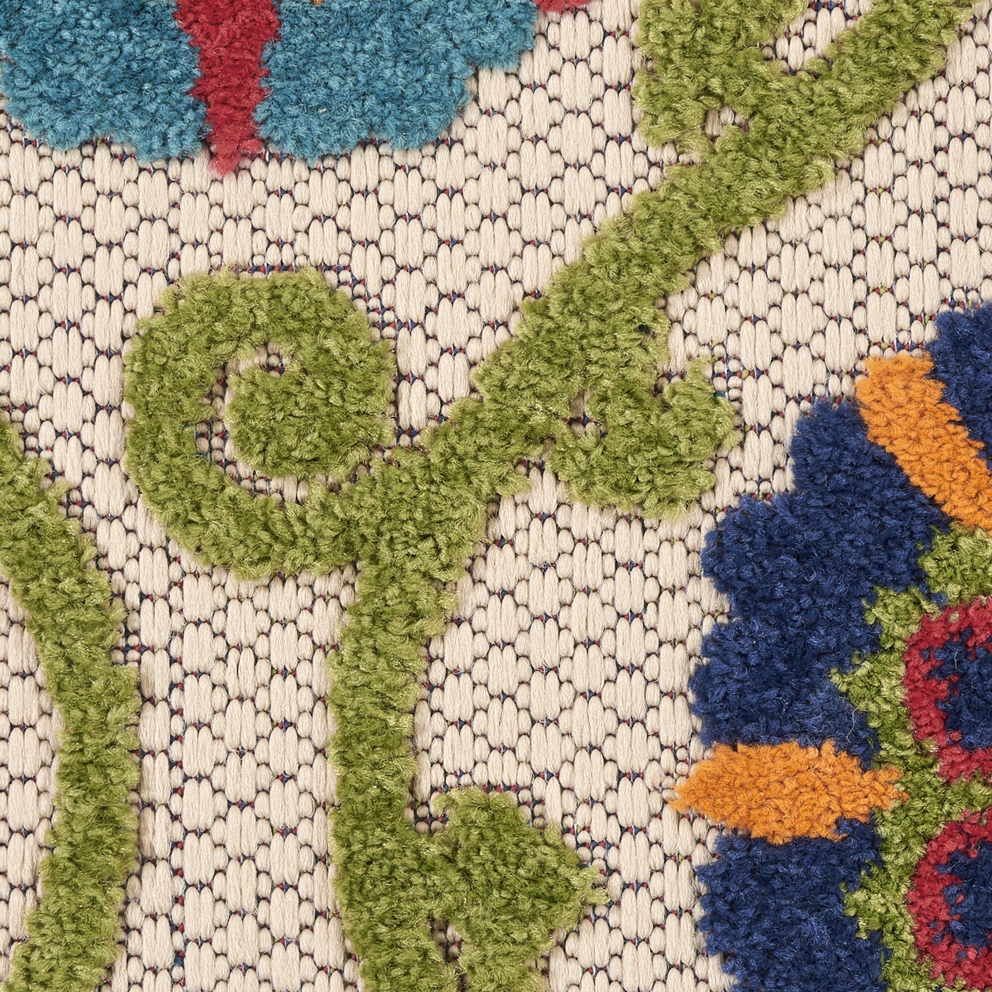 2' X 12' Blue Vines Indoor Outdoor Runner Rug