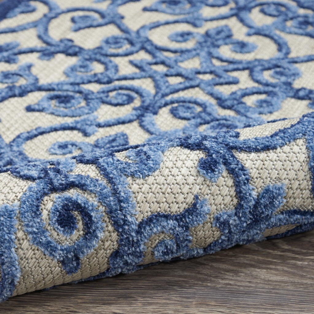 3' X 4' Gray And Blue Indoor Outdoor Area Rug