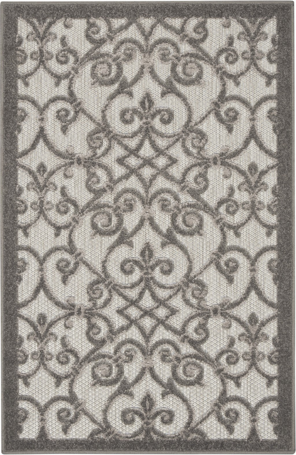 3' X 4' Gray And Charcoal Indoor Outdoor Area Rug
