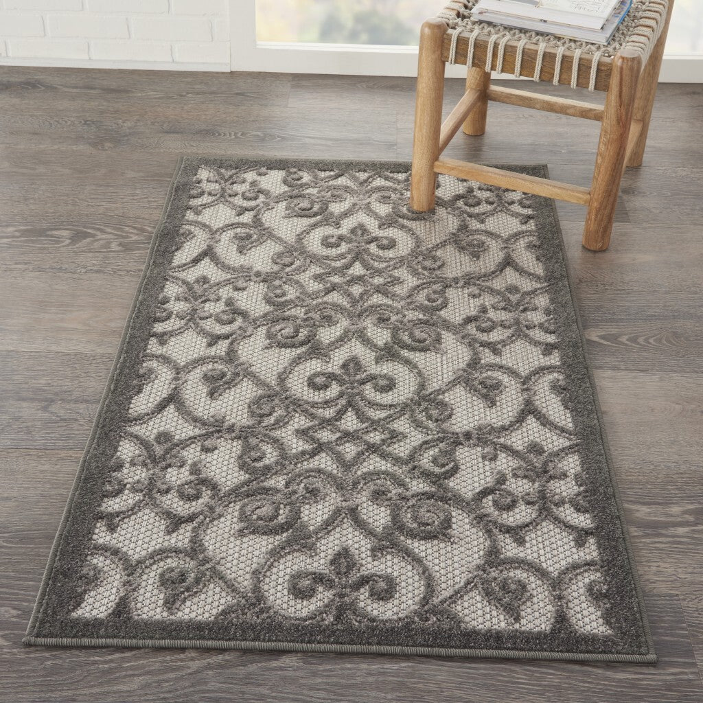 3' X 4' Gray And Charcoal Indoor Outdoor Area Rug