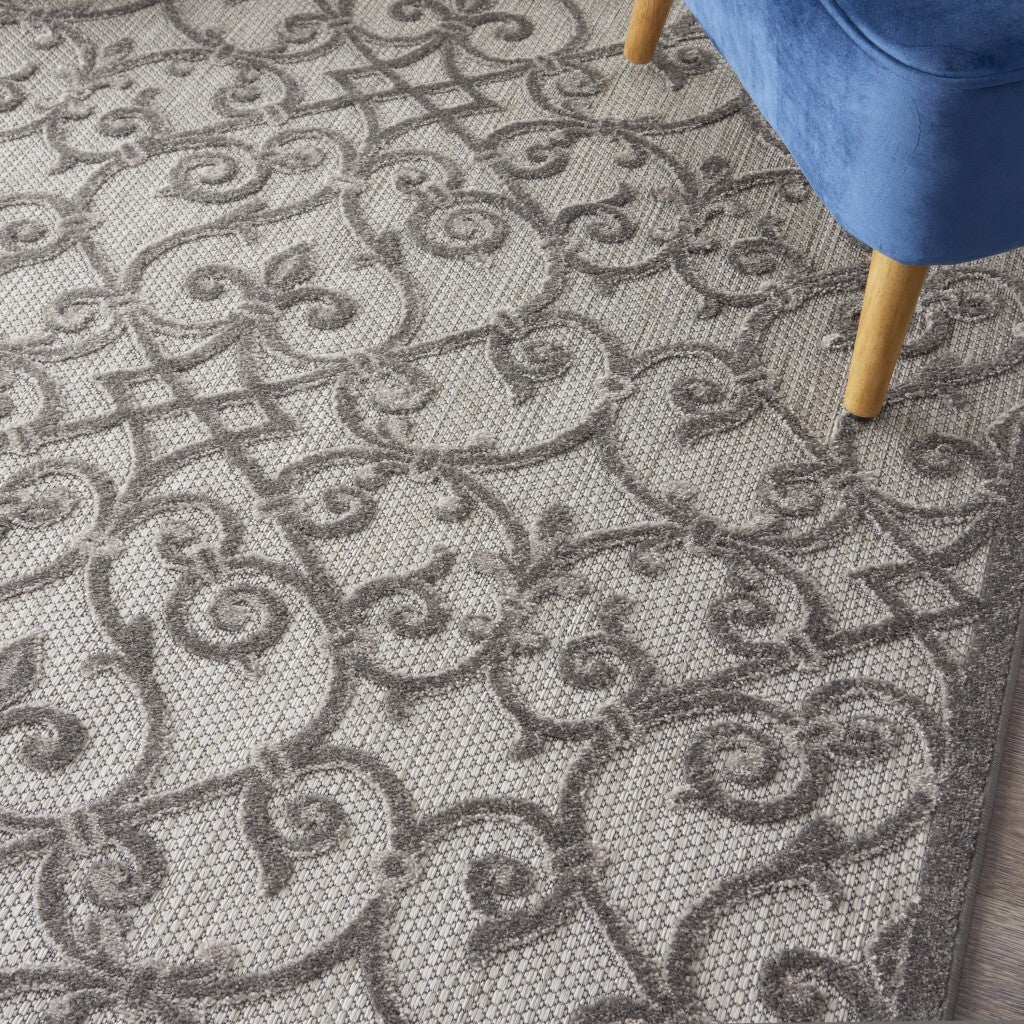 4' X 6' Gray And Charcoal Indoor Outdoor Area Rug