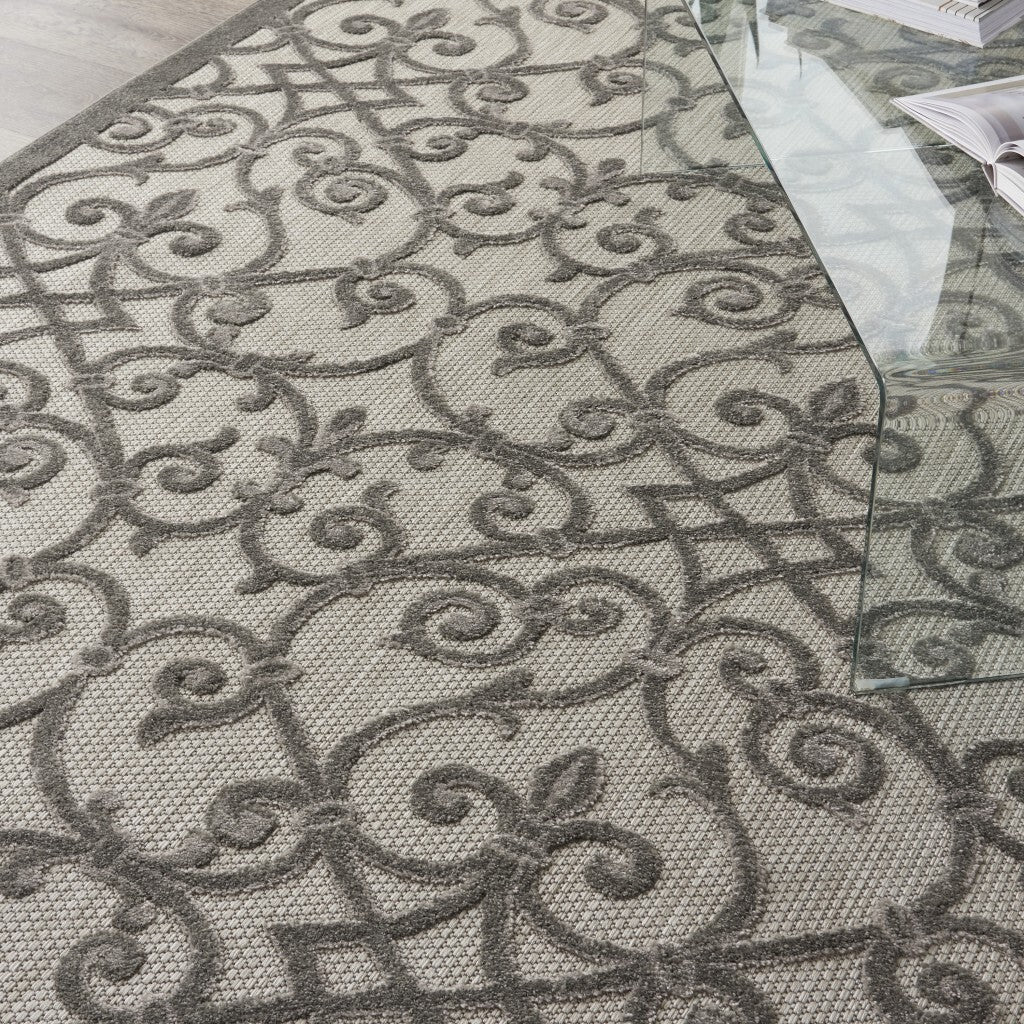 8' X 11' Gray And Charcoal Indoor Outdoor Area Rug