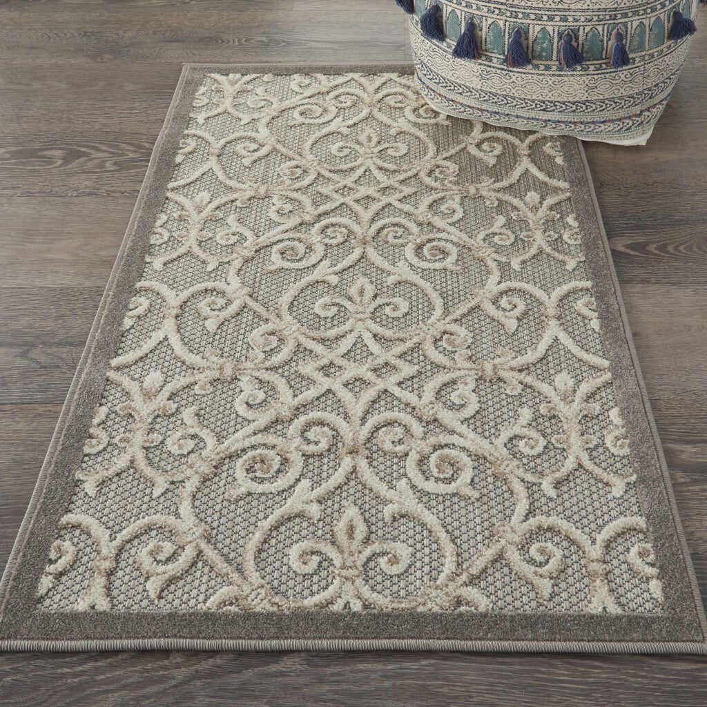 3' X 4' Natural And Gray Indoor Outdoor Area Rug