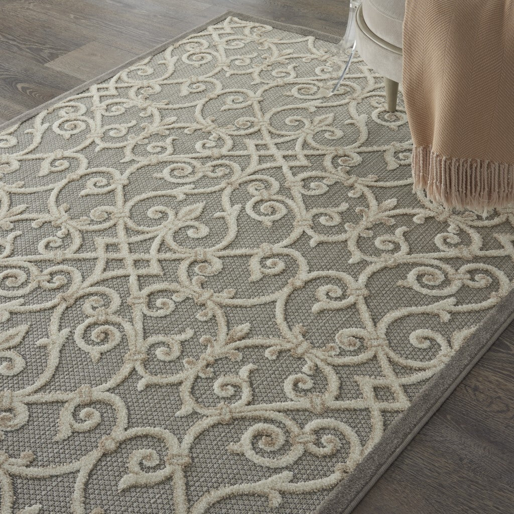 4' X 6' Natural And Gray Indoor Outdoor Area Rug