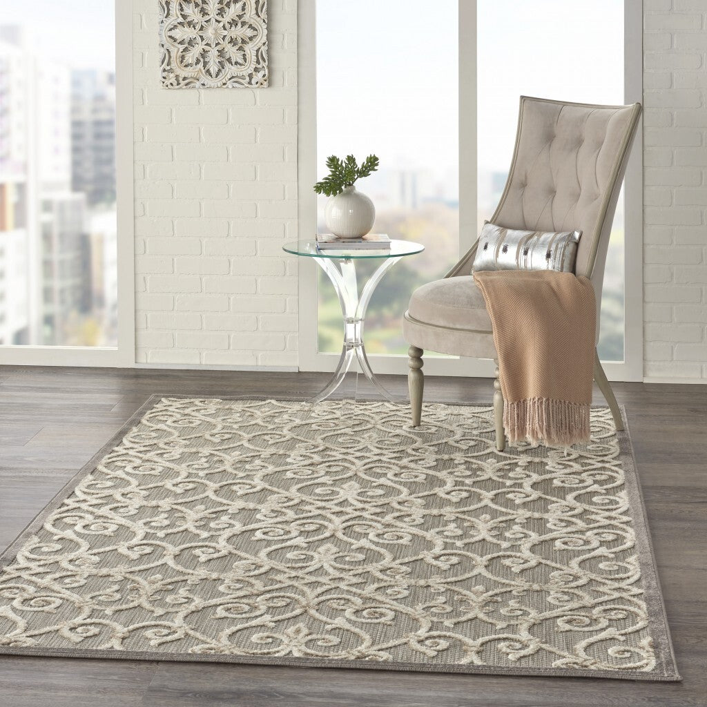 4' X 6' Natural And Gray Indoor Outdoor Area Rug