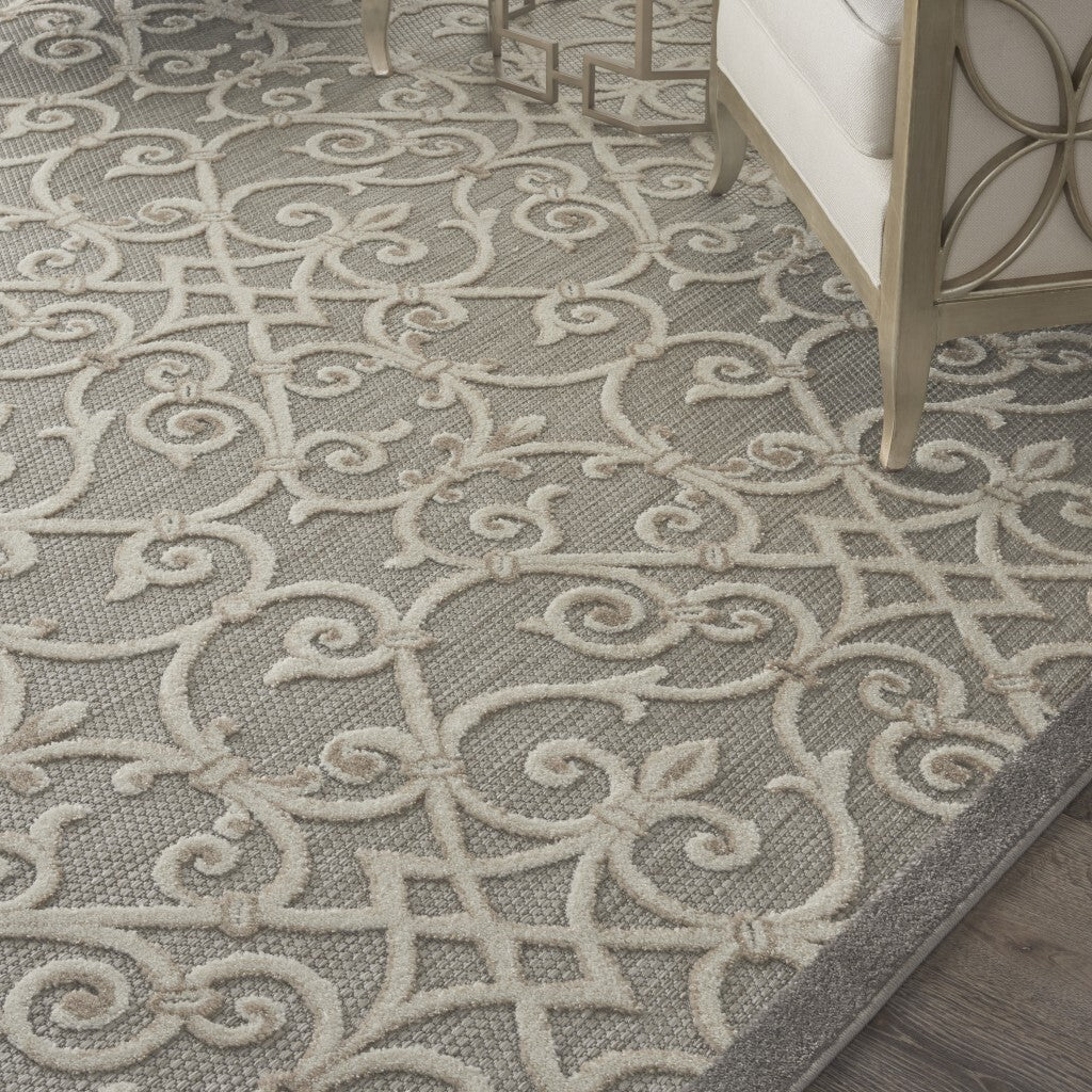 8' X 11' Natural And Gray Indoor Outdoor Area Rug