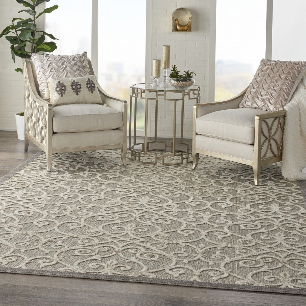 8' X 11' Natural And Gray Indoor Outdoor Area Rug