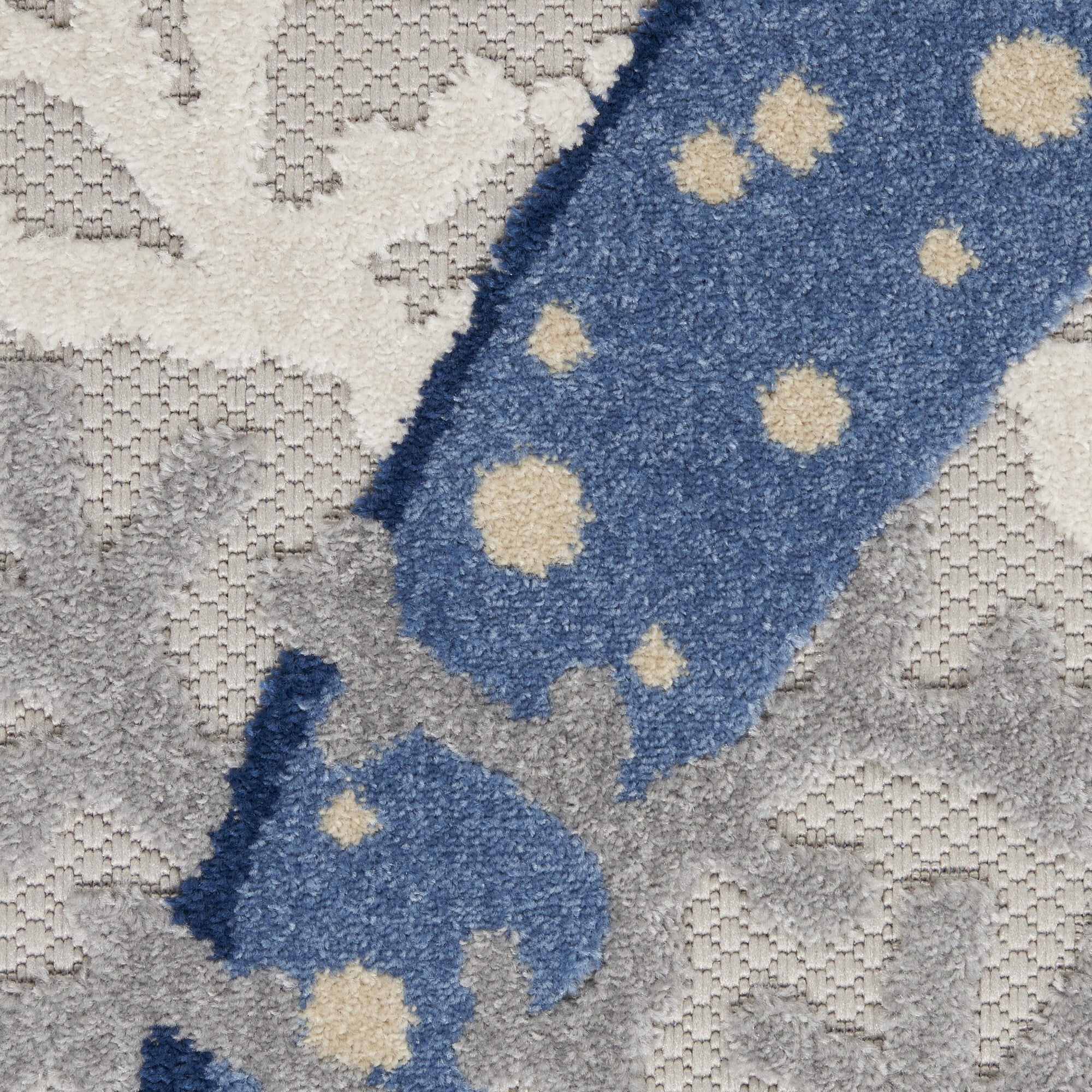 5' Round Blue And Gray Indoor Outdoor Area Rug