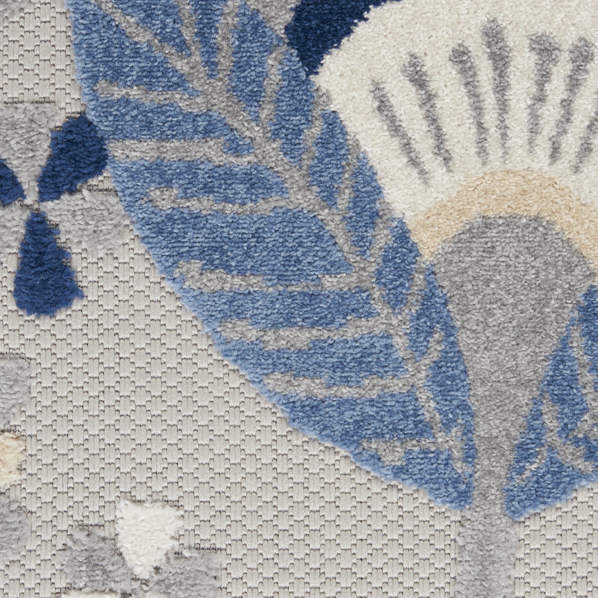 4' Round Blue And Gray Indoor Outdoor Area Rug