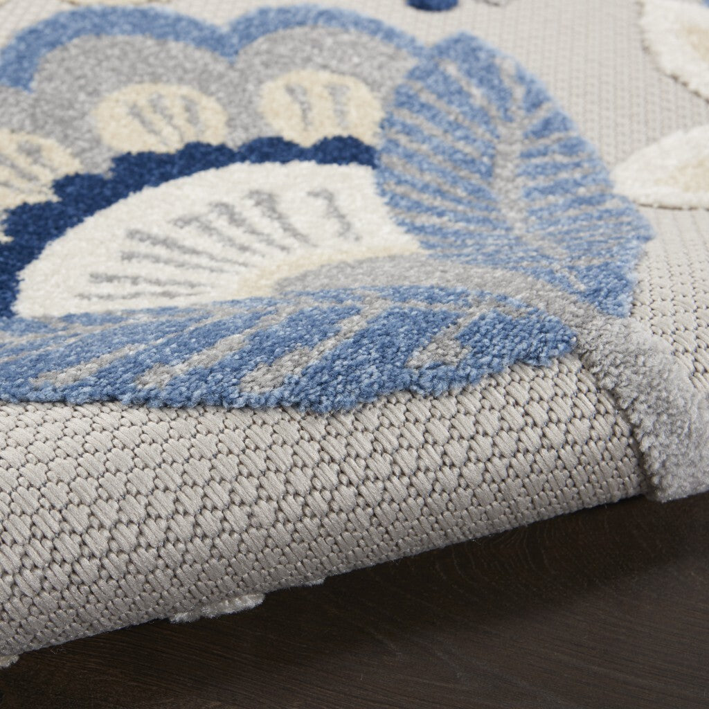 6' X 9' Blue And Gray Indoor Outdoor Area Rug