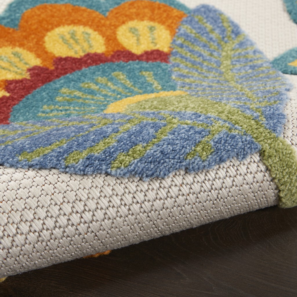 8' X 11' Yellow And Ivory Indoor Outdoor Area Rug