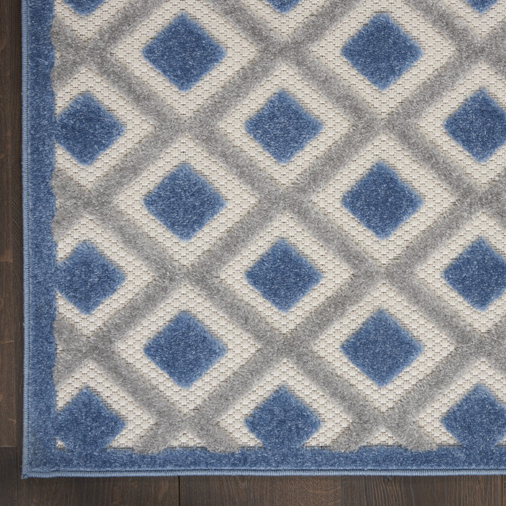 5' X 8' Blue And Gray Indoor Outdoor Area Rug
