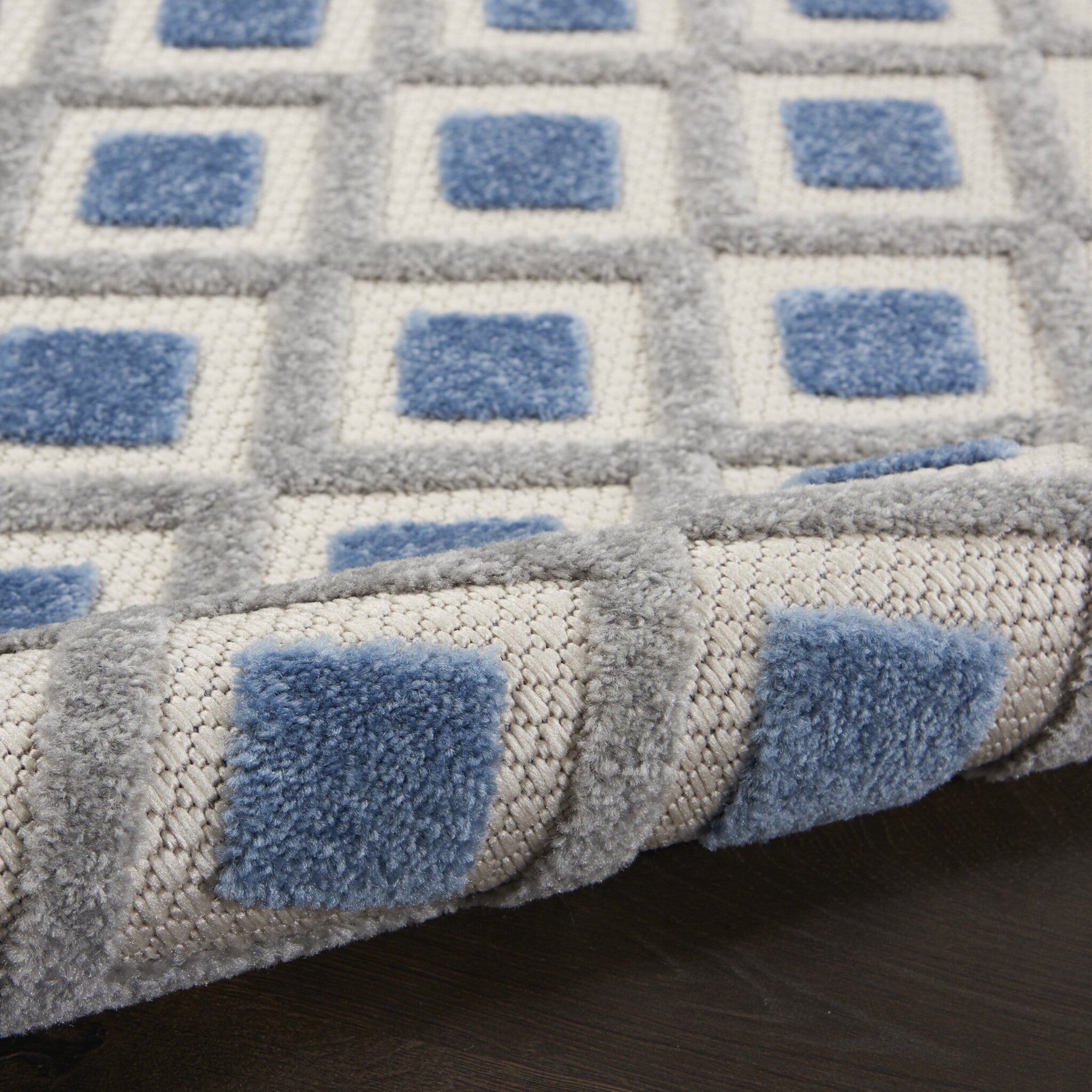 5' X 8' Blue And Gray Indoor Outdoor Area Rug