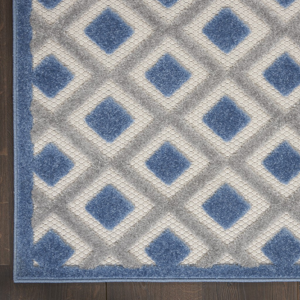8' X 11' Blue And Gray Indoor Outdoor Area Rug