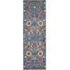 2' X 6' Denim Blue Florals Distressed Runner Rug