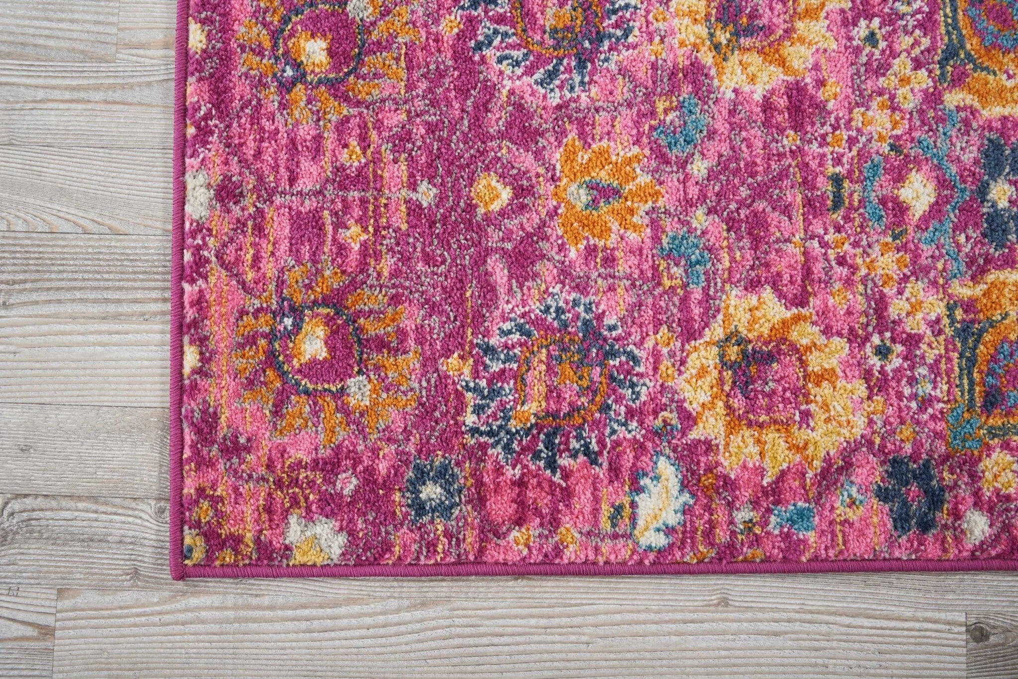 2' X 6' Fuchsia And Orange Distressed Runner Rug