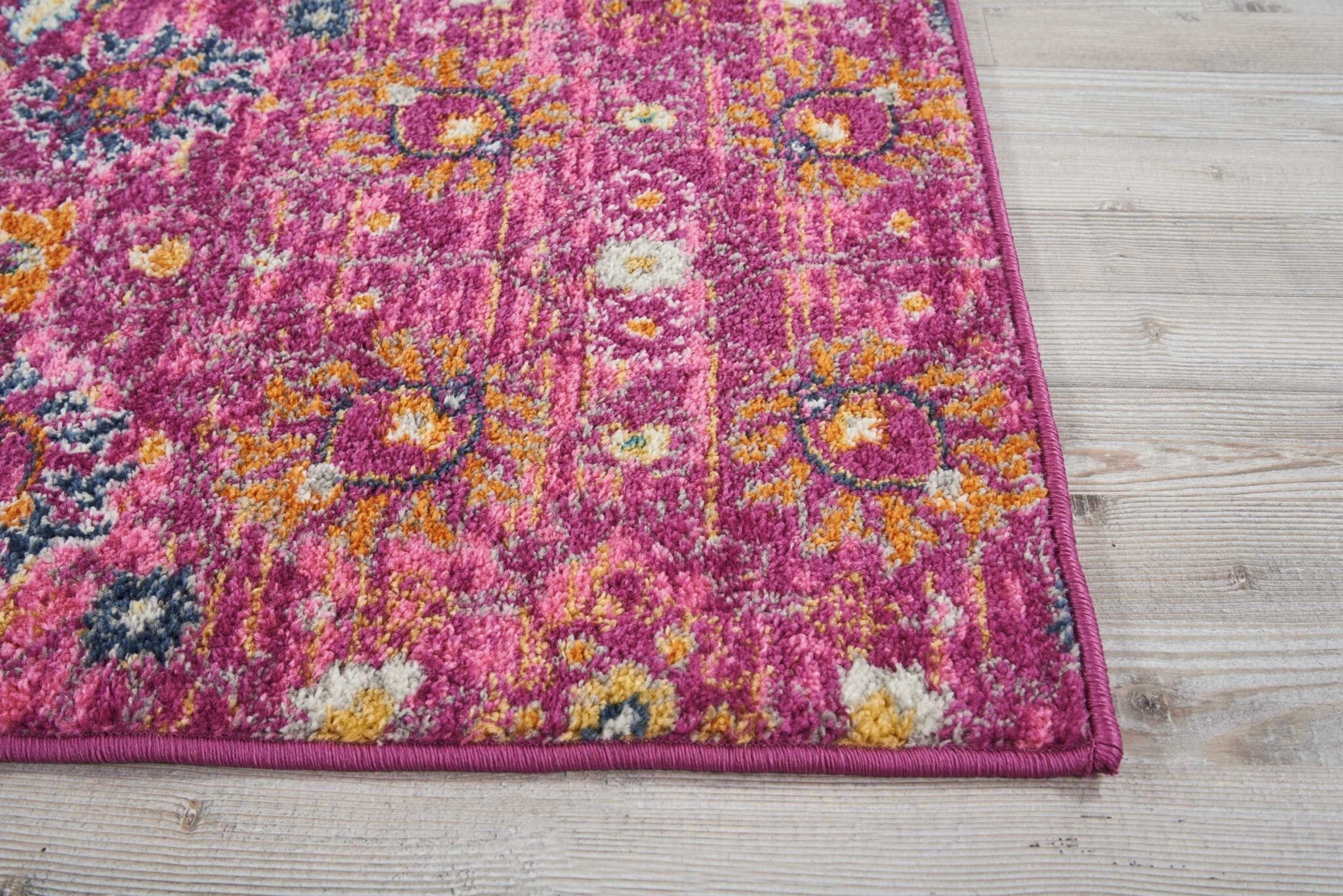 2' X 6' Fuchsia And Orange Distressed Runner Rug