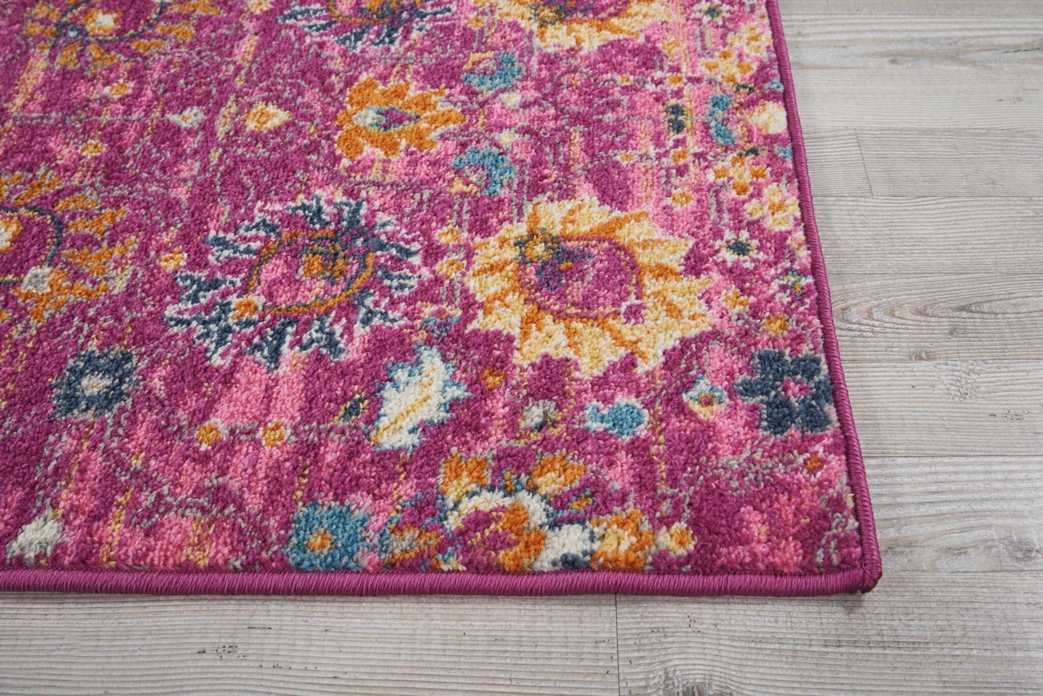 2' X 8' Fuchsia And Orange Distressed Runner Rug