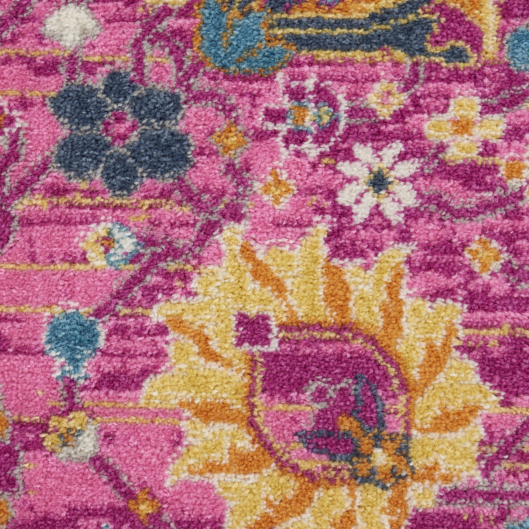 5' Round Fuchsia And Orange Distressed Area Rug