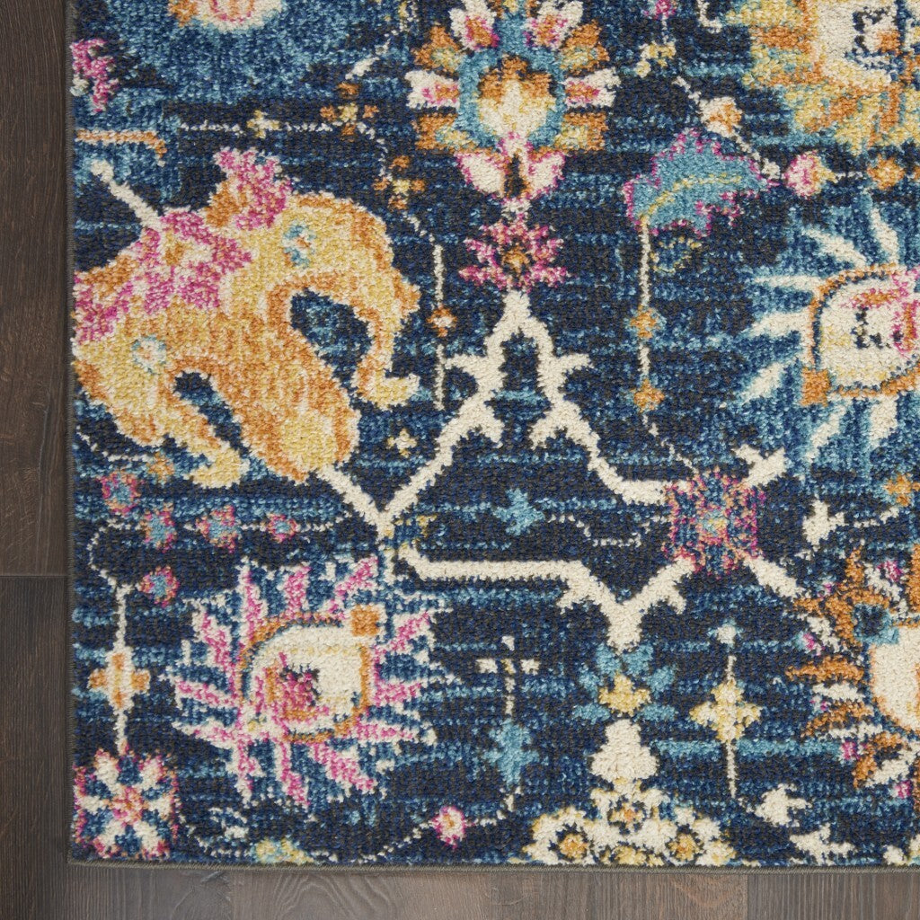 2' X 3' Navy Blue Floral Buds Scatter Rug