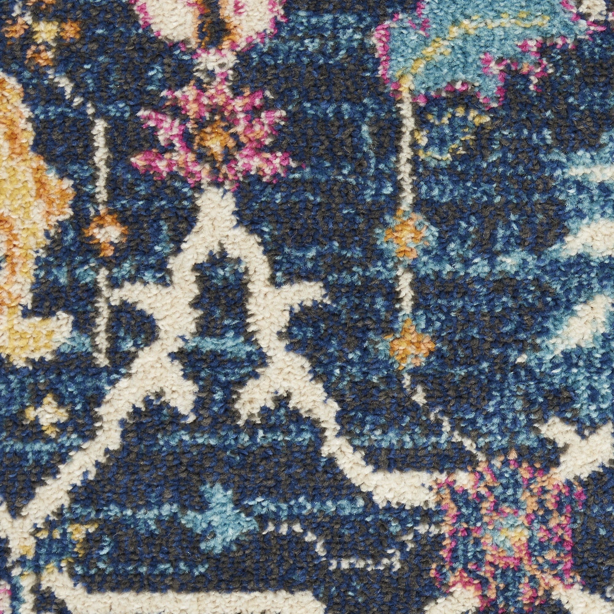 2' X 3' Navy Blue Floral Buds Scatter Rug